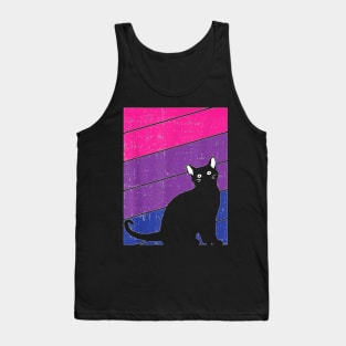 Black Cat Bi Sexual Pride Kitten Lover LGB Q Proud Ally Bi Tank Top